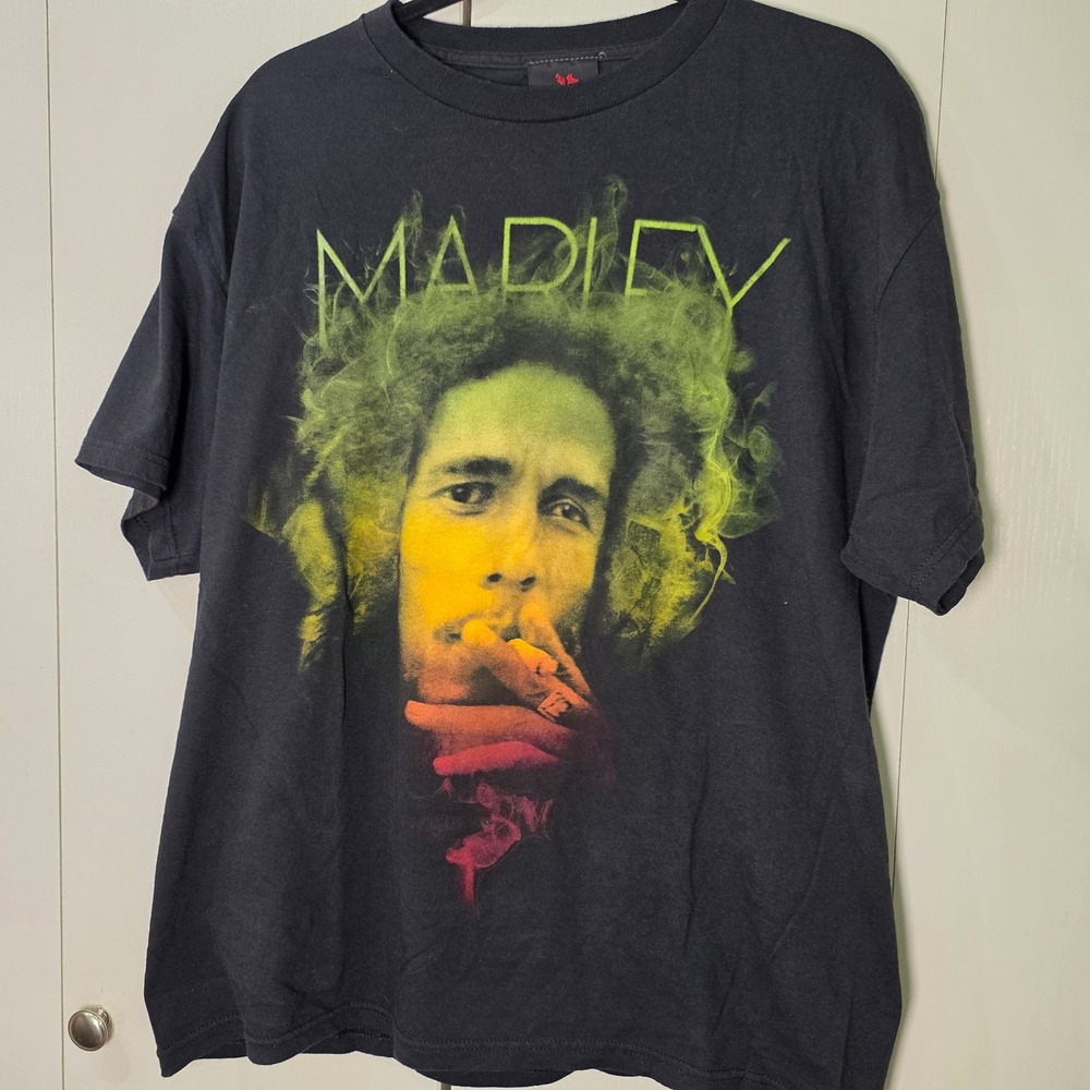Rasta Tee 90s Bob Marley Graphic T-Shirt Mens L Black Reggae Music festival Y2K - Picture 2 of 8